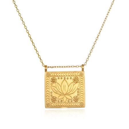 Lotus pendant necklace for women,  Brass with 22k gold plated, Handmade jewelry